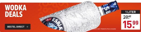 1 liter esbjaerg vodka van &euro;20.99&nbsp;voor&nbsp;&euro;15.99&nbsp;